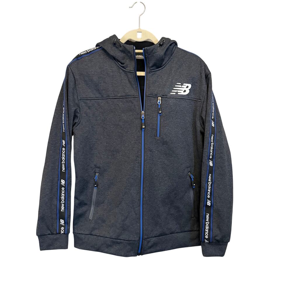 New Balance Jacket Men M Gray Full Zip Hooded Athletic Sports Training Hiking
